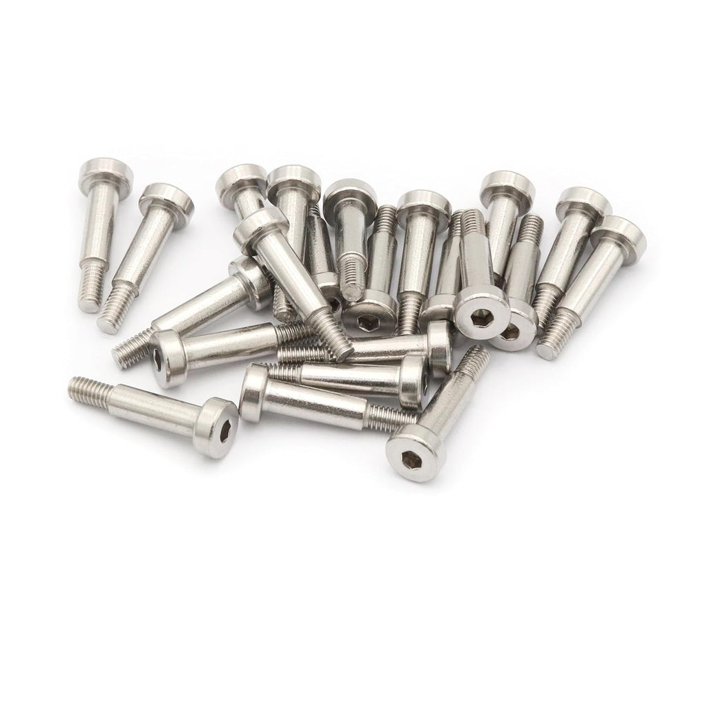 30pcs Hex Socket Shoulder Bolt, 5mm x M4 x 15mm Hex Socket Shoulder Bolt, 304 Stainless Steel (Silvery)
