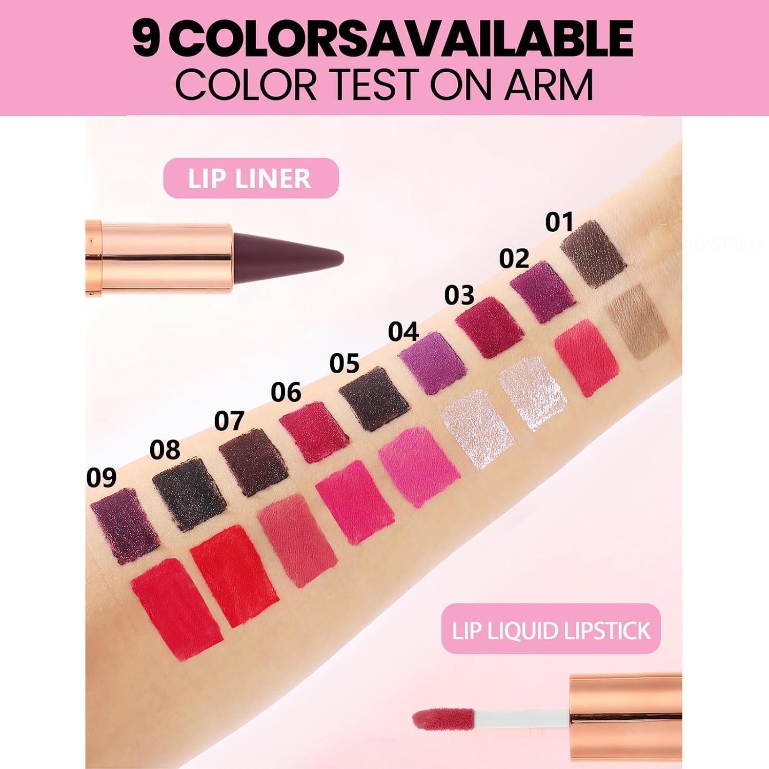 Clear Gloss and Lip Liner Liquid Lipstick Lip Combo, Lip Combo Sets for Black Women,High Pigmented Matte Lip Kit