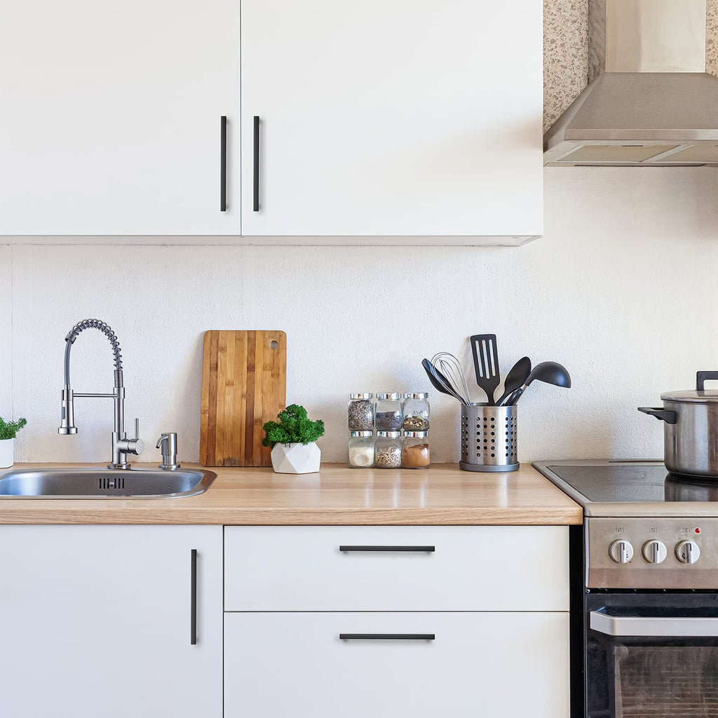 Matte Black Kitchen Cabinet Handles 6-1/4 Inch Pulls 30 Pack