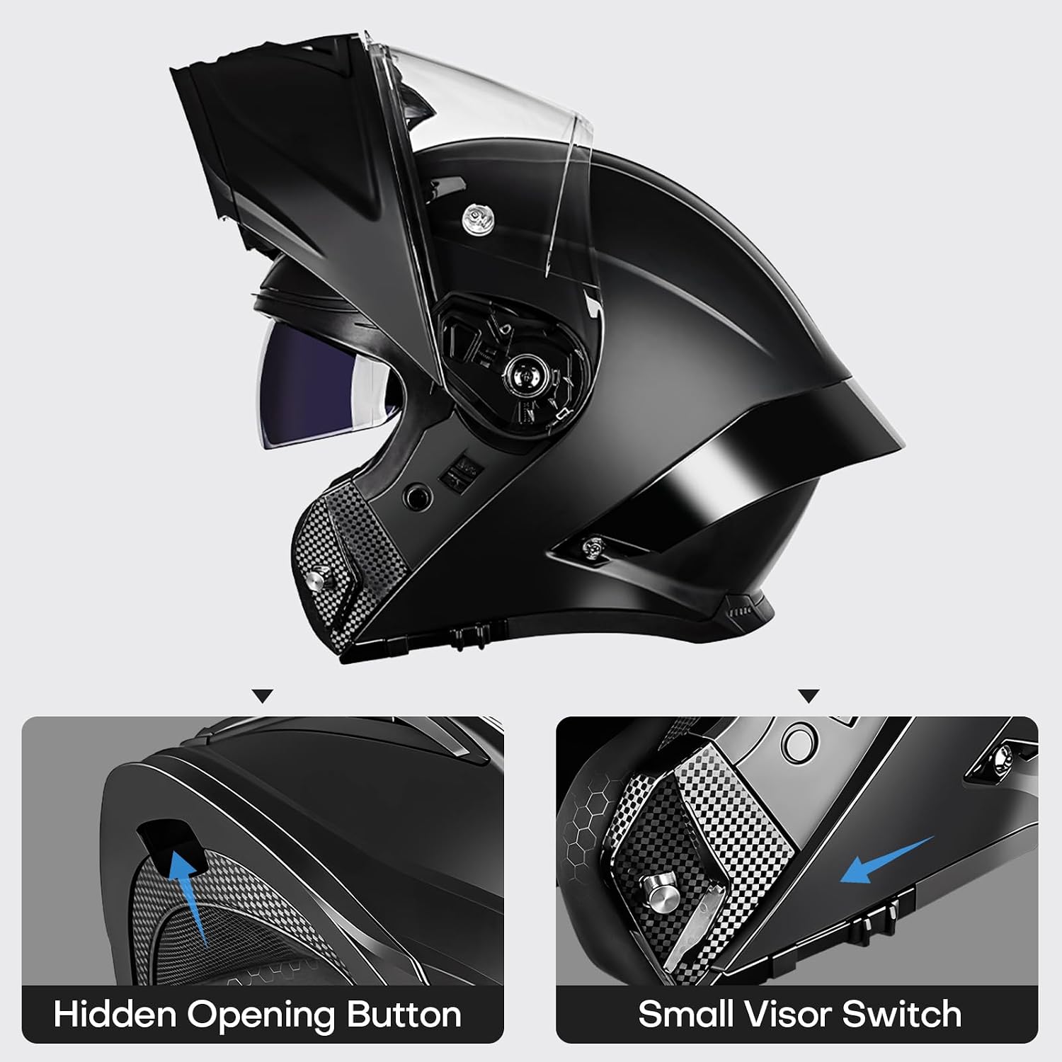 Modular Bluetooth Motorcycle Helmet, DOT Approved | Flip Up Full Face Helmets with Dual Visor
