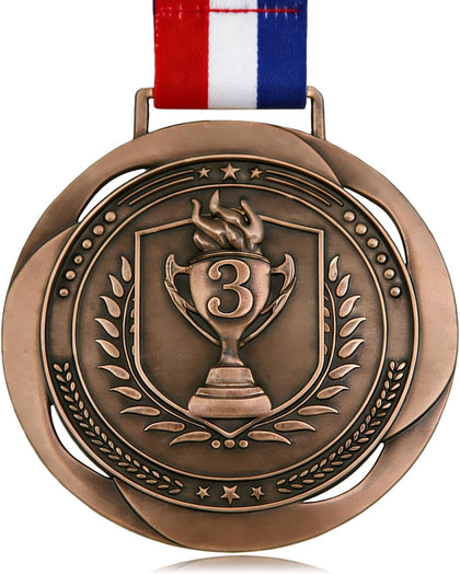 First Place Medal, Large Medal - 3.34Inch Wide - GOlympic Style Winner Medals Gold & Stripes Neck Ribbon - Perfect