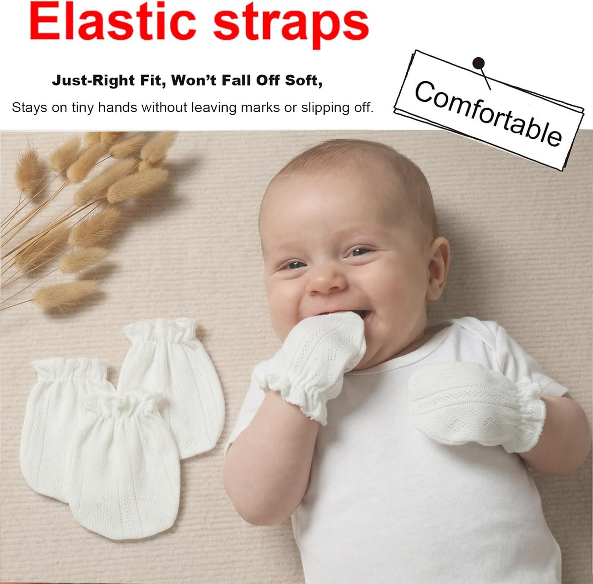 Baby Mittens Newborn Girl 0-6 Months No Scratch Ruffle Mesh 5-Pack