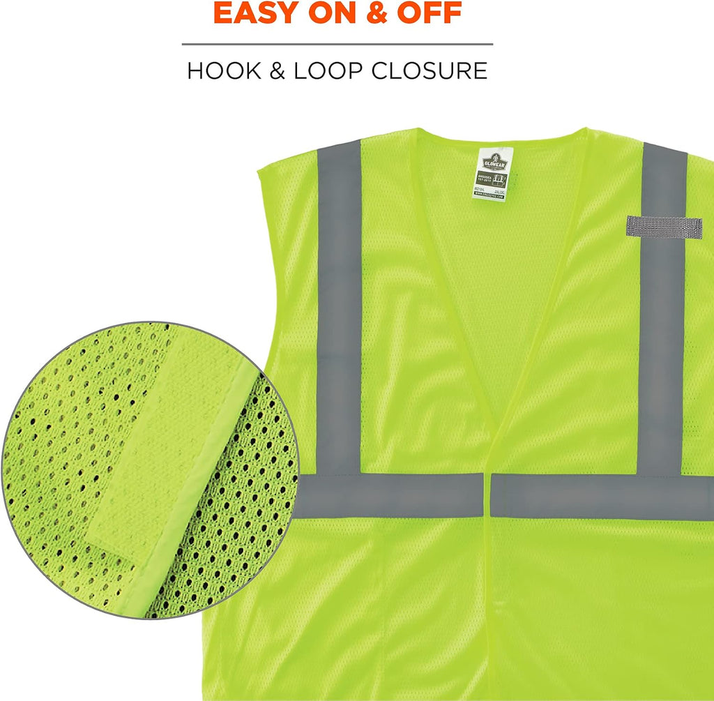 GloWear Economy High Visibility Reflective Safety Vest, Hook & Loop Closure