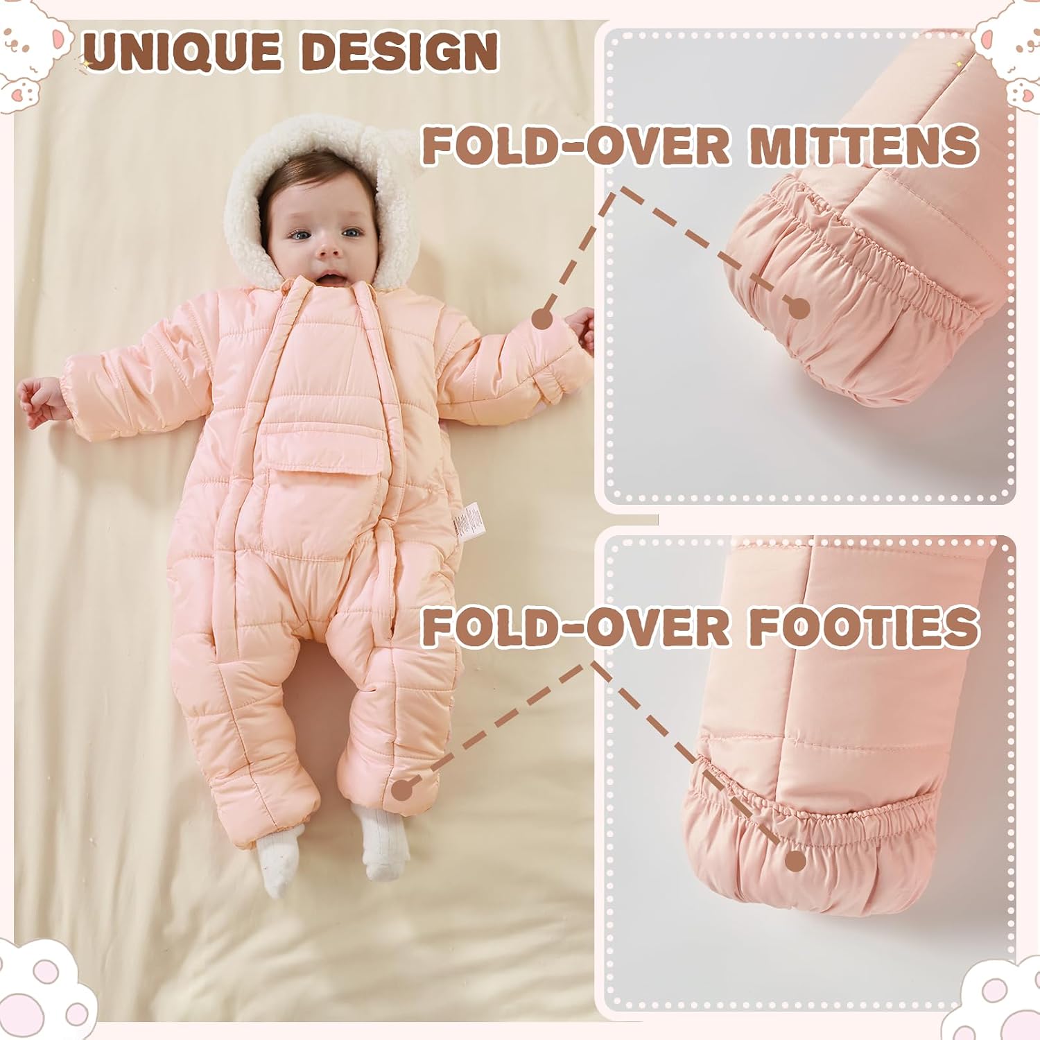 Baby Girls Boys Snowsuit Newborn Winter Clothes Jumpsuit Romper Infant Hooded Fleece Coat Jacket Outwear