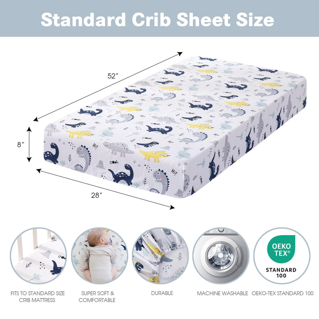 Crib Sheets for Baby Boys 4 Pack, 28"x 52" Extra Soft Microfiber Crib Sheet Set for Standard Crib & Toddler Mattress
