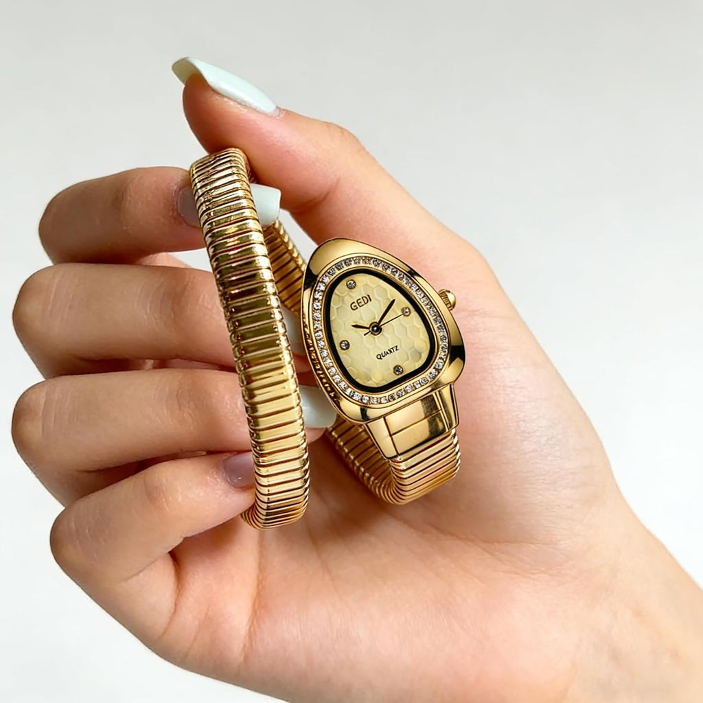 Snake Bracelet Watches for Women, Elegant Wrap Around Bangle Wristwatch, Fashion Jewelry Style Quartz Watch, Snake