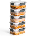5cup Plastic Food Storage Containers With Lids For Lunch Meal Prep,5pk