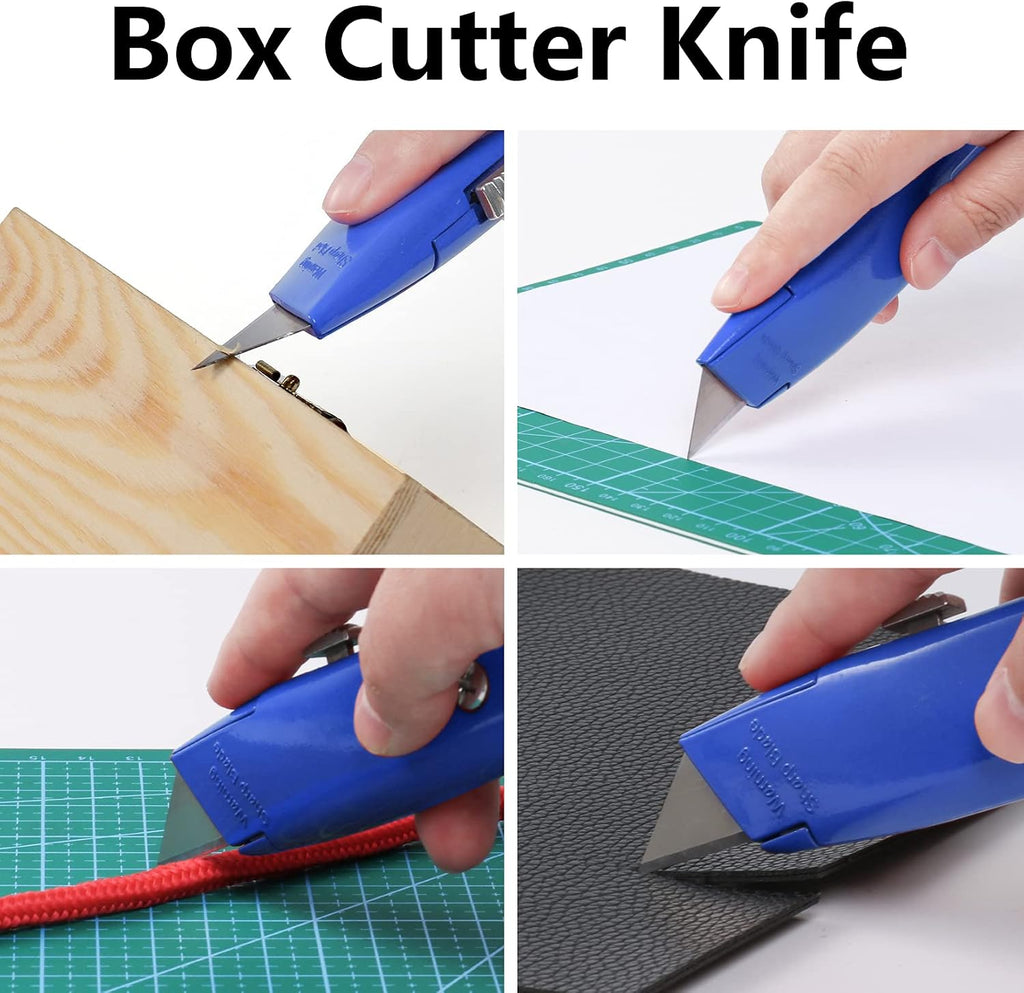 2 Pack Utility Knife, All Metal Retractable Box Cutters (Blue)