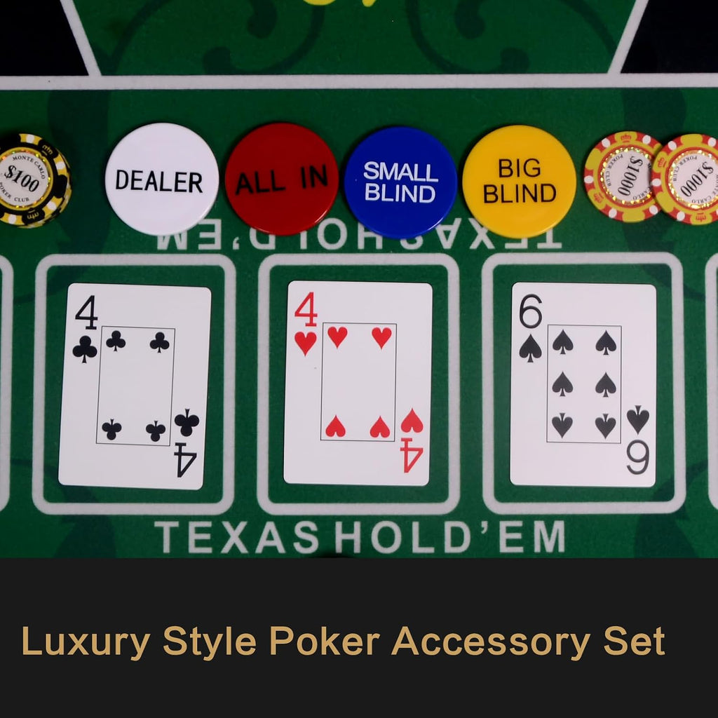 Casino Craps Dealer Button Small Blind Big Blind All in Poker Gaming Accessories Set of 4 for Texas Hold 'em