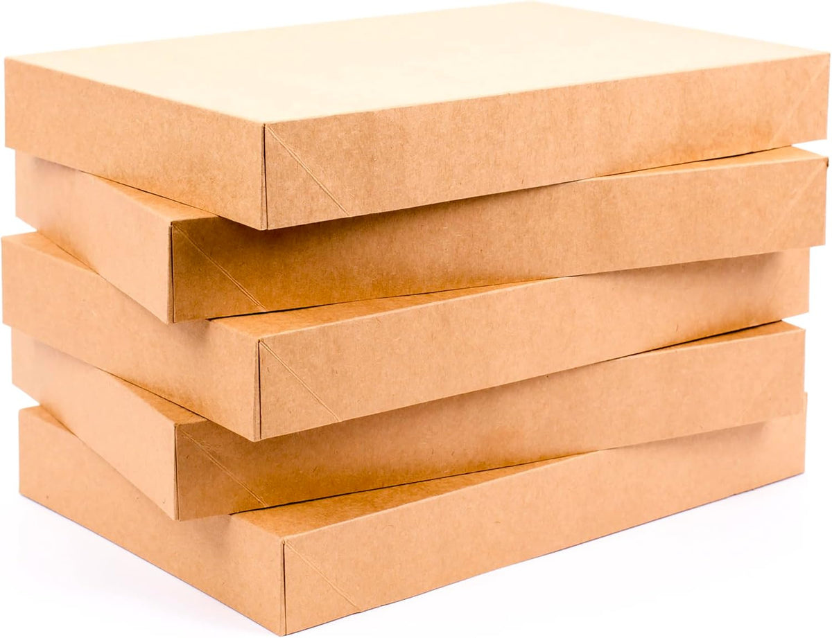 Medium Gift Boxes with Lids, 5-Pack (Brown Kraft Shirt Boxes)