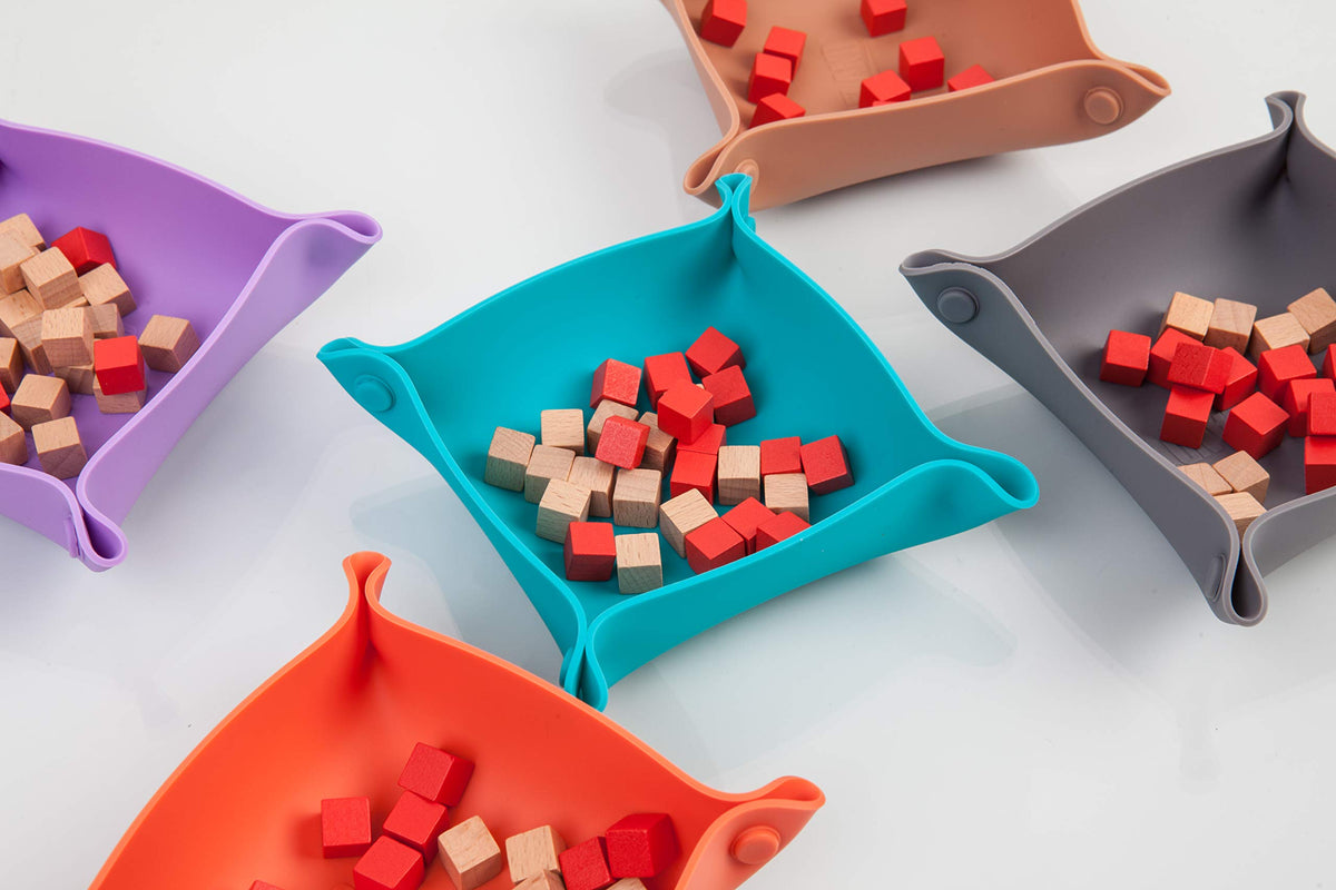 Collapsible Board Game Storage Bowls, Portable Folding Tray Accessory Holds Tabletop Bits, Components, Pieces, Dices