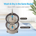 Spin Mop and Bucket Set, 2 Microfiber Heads, Wash & Dry