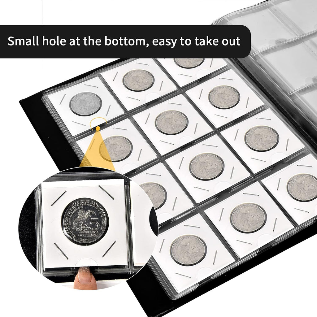 120 Pockets Coin Flip Holder Albums, 2x2 inches Coin Storage Books for Coin Cardboard Collection Holders, Collection