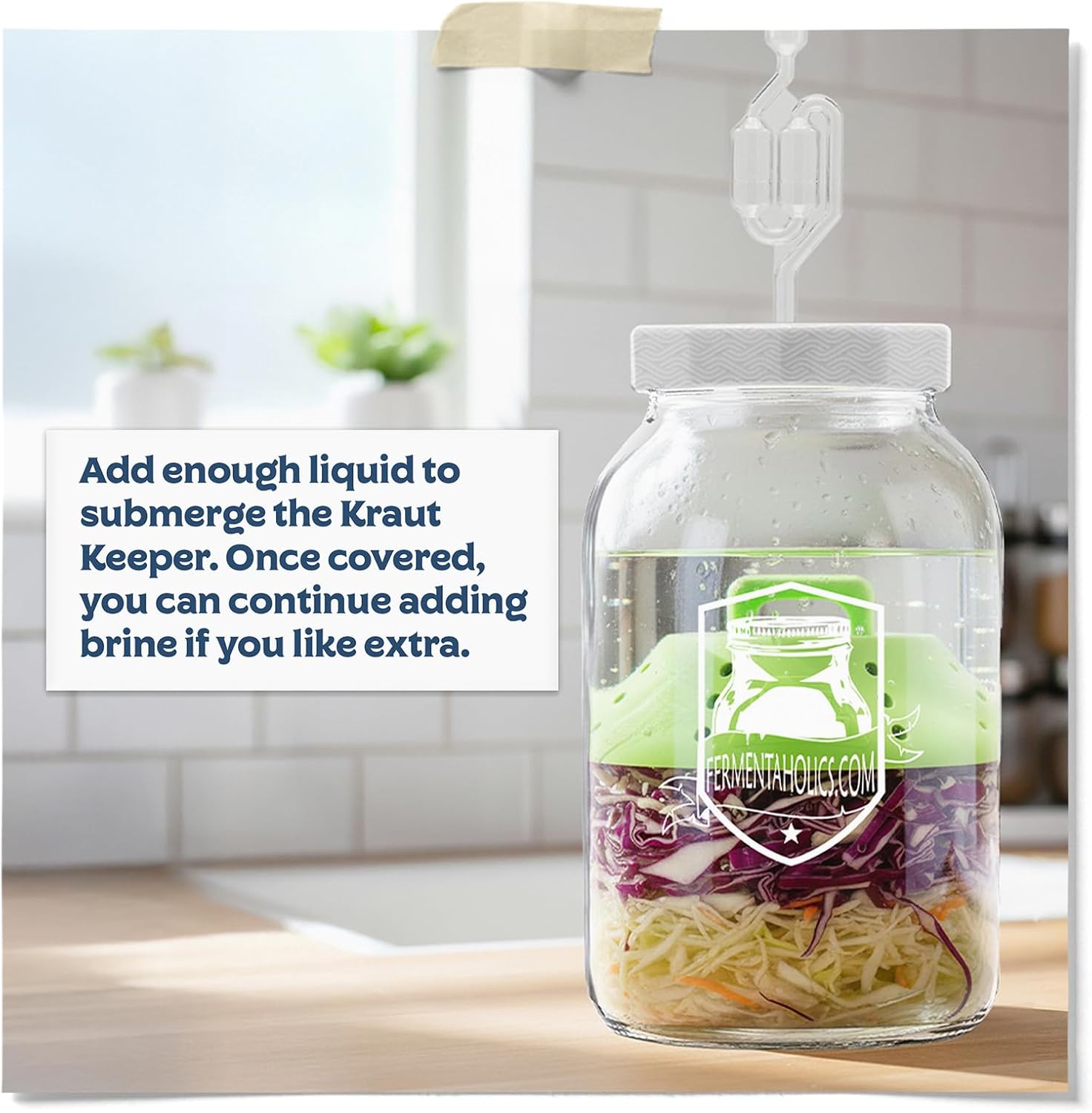 KrautKeeper Silicone Fermentation Weight – Keeps Veggies Submerged in ½-Gallon & 1-Gallon Jars, Fits 6.3" Diameter