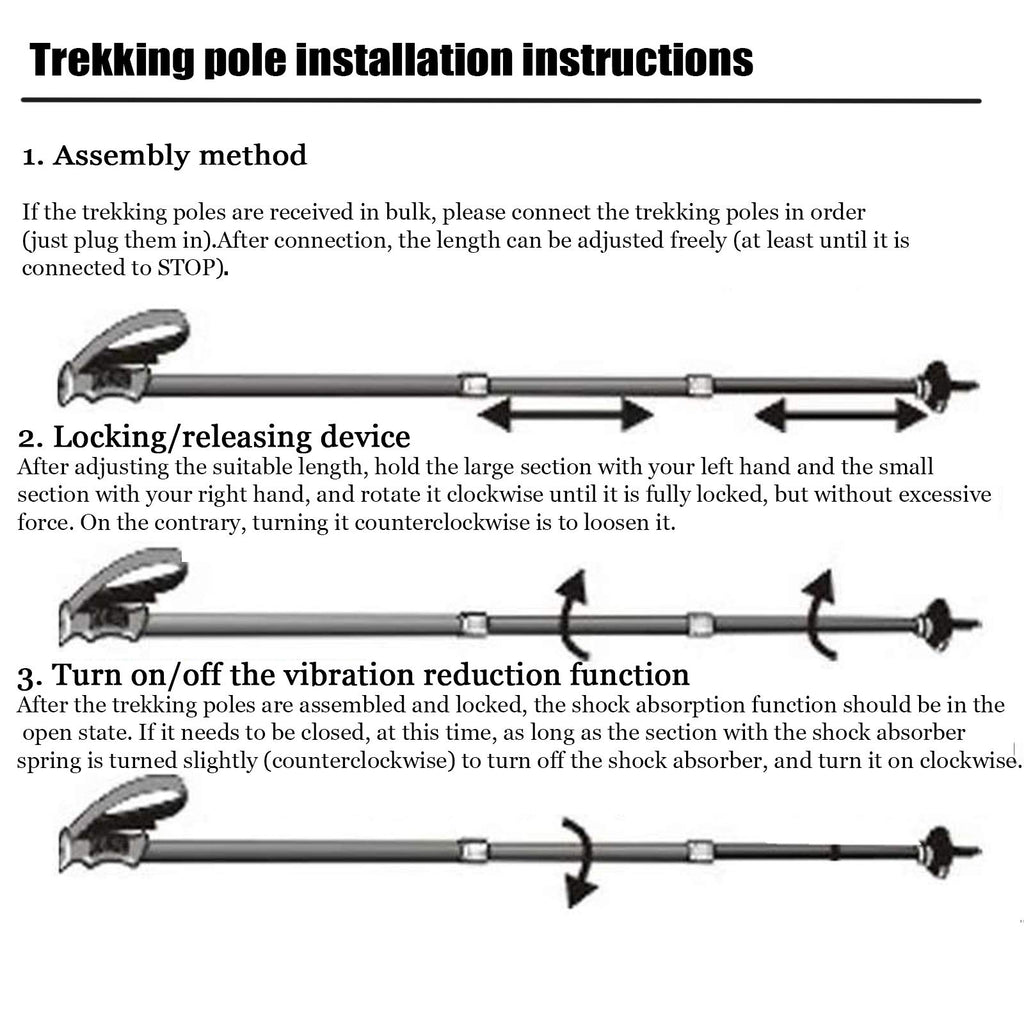 Trekking Poles,Adjustable Shock Absorbing Hiking Walking Stick-2Pcs