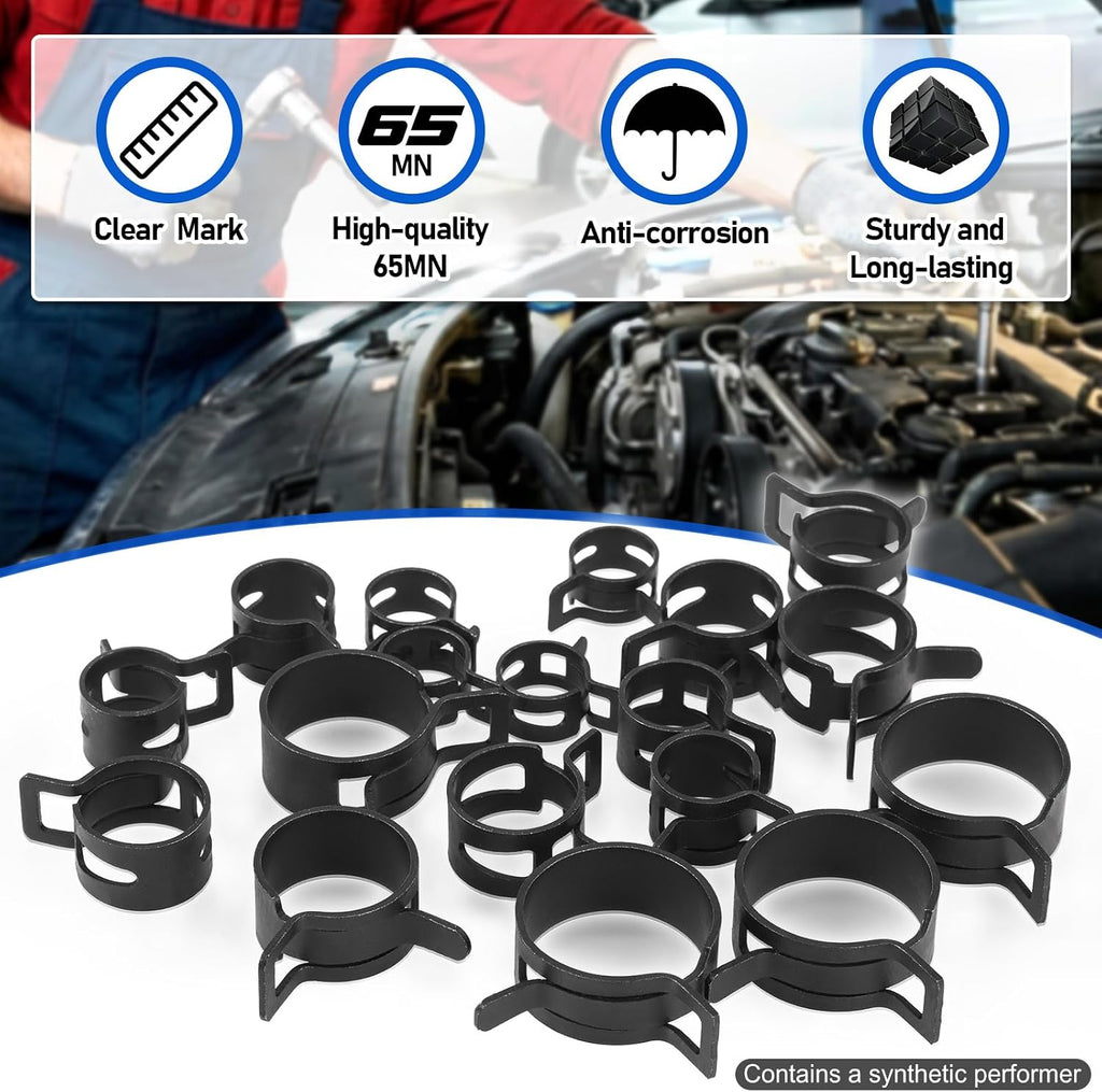 130Pcs 6-25mm Spring Band Hose Clamps Assortment with Clamp Plier | Swivel Radiator Hose Clamp Pliers, Constant