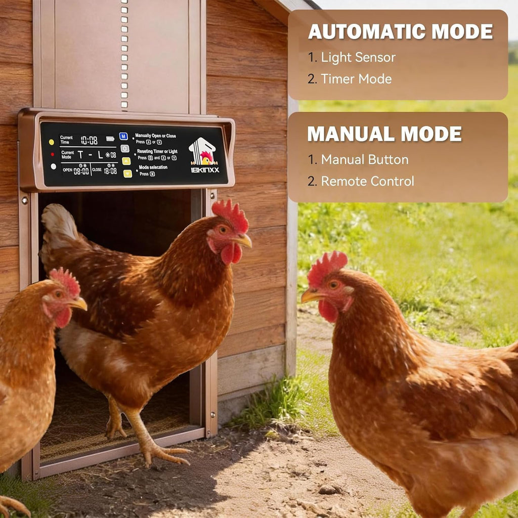 Automatic Chicken Coop Door Solar Powered,Golden Brown Chicken Door