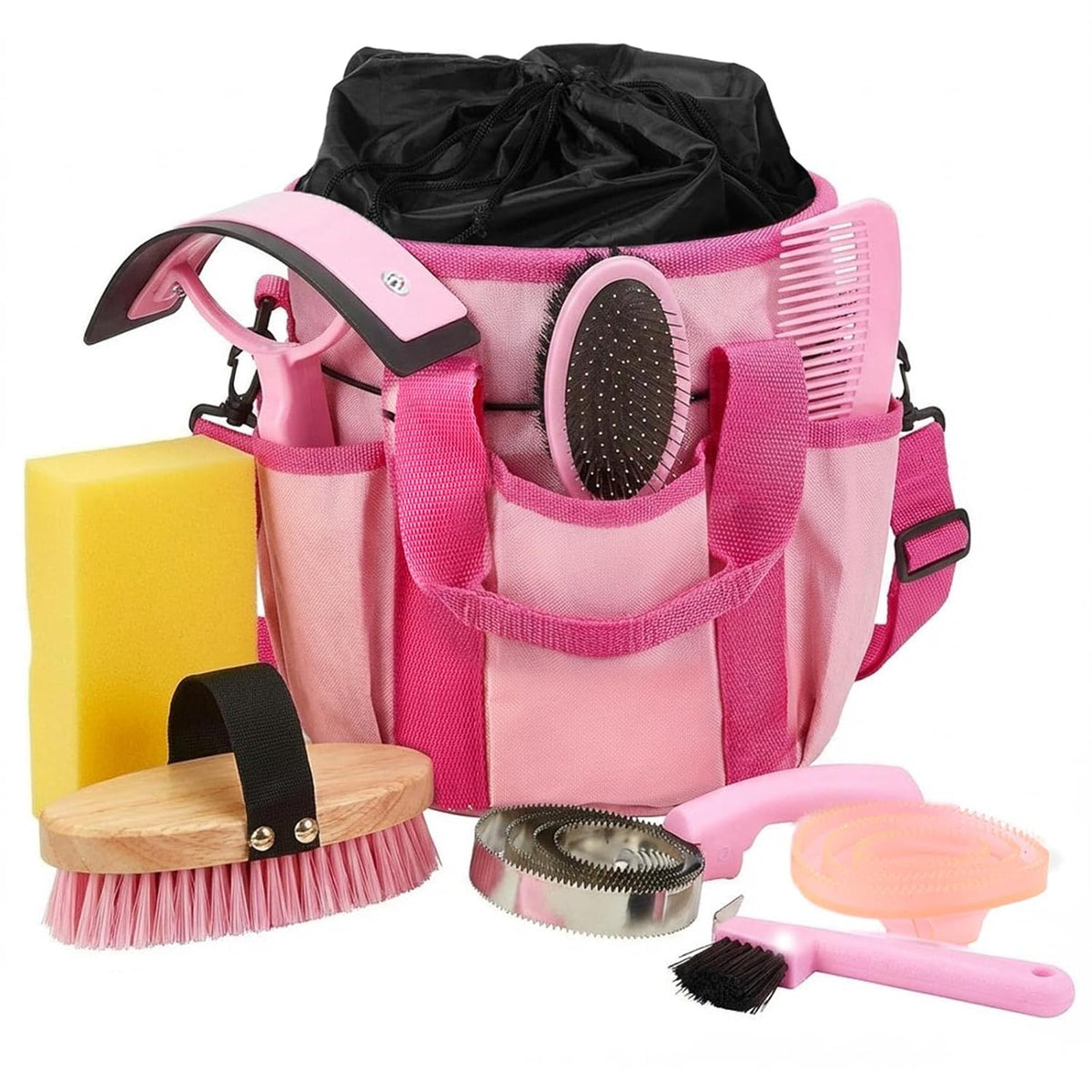 9 Pcs Horse Grooming Kit Tack Room Supplies, Classic, Pink