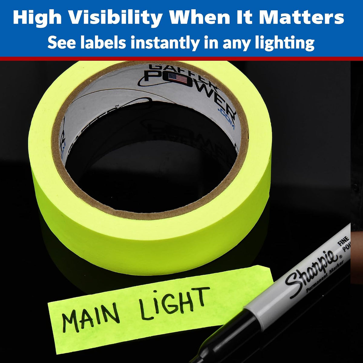 Console Tape 1 in x 20 Yds, Fluorescent Yellow, Write-On