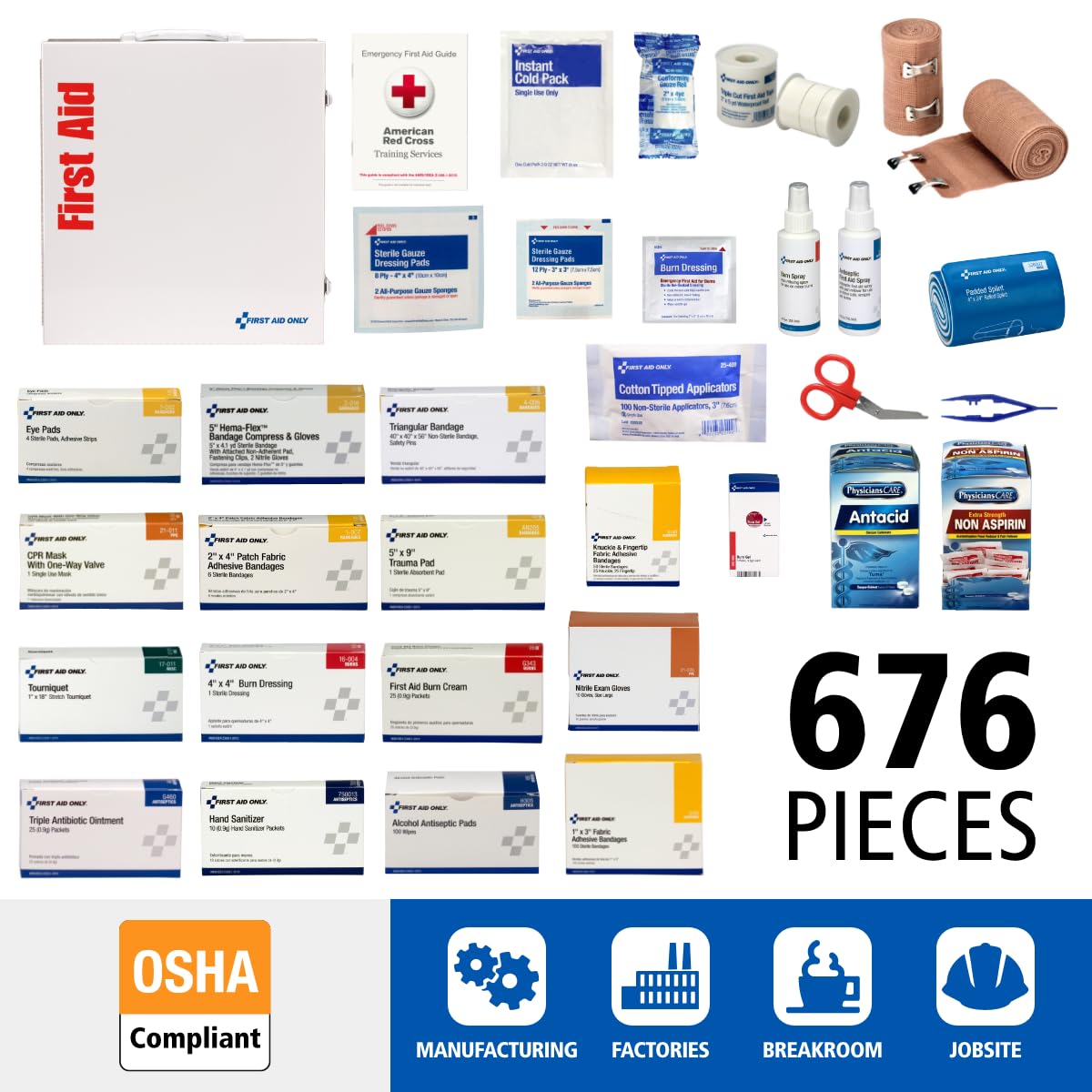 150-Person OSHA First Aid Cabinet with Medications