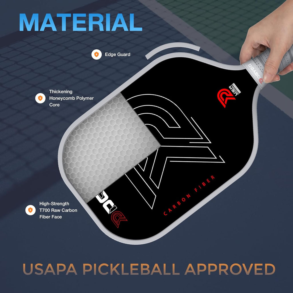 Pickleball Paddles with Polypropylene Honeycomb Core, T700SC Power Carbon Fiber Pickleball Paddle, Increased Power