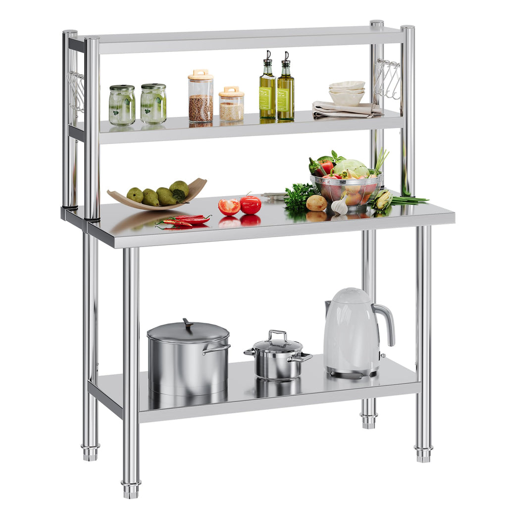 48x24 Inch Stainless Steel Work Table with Overshelves
