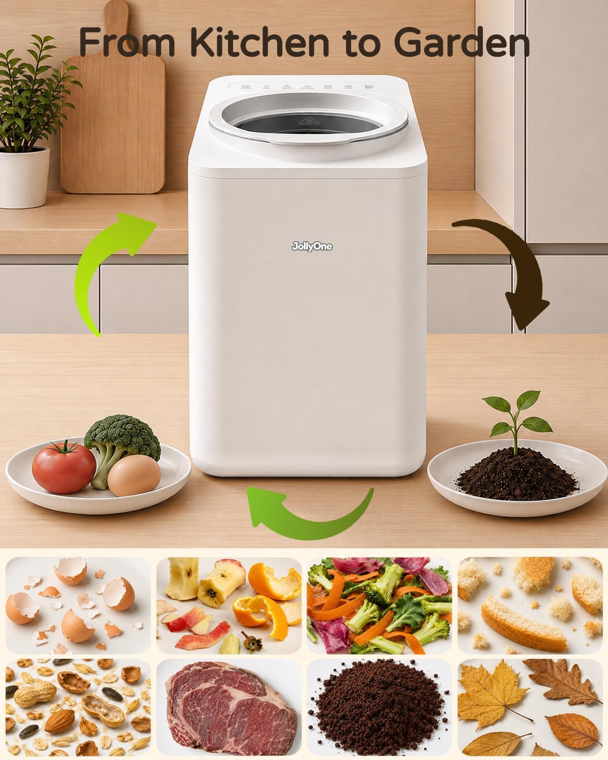 4.5L Large Electric Kitchen Composter & Food Recycler, Smart Indoor Odorless Countertop Compost Bin with Store Mode
