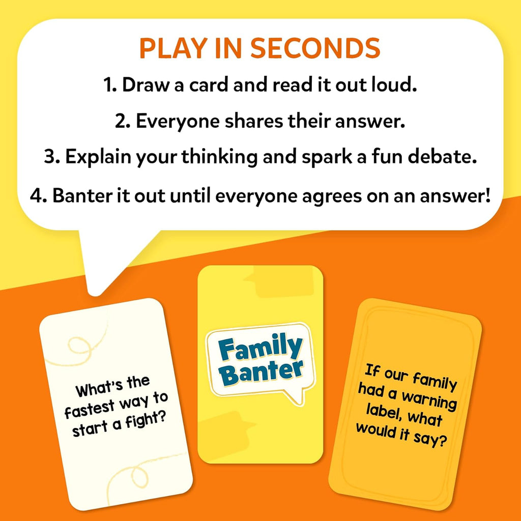Family Banter Card Game, Fun and Hilarious for Family Game Night, Interactive Conversation with 148 Question Cards