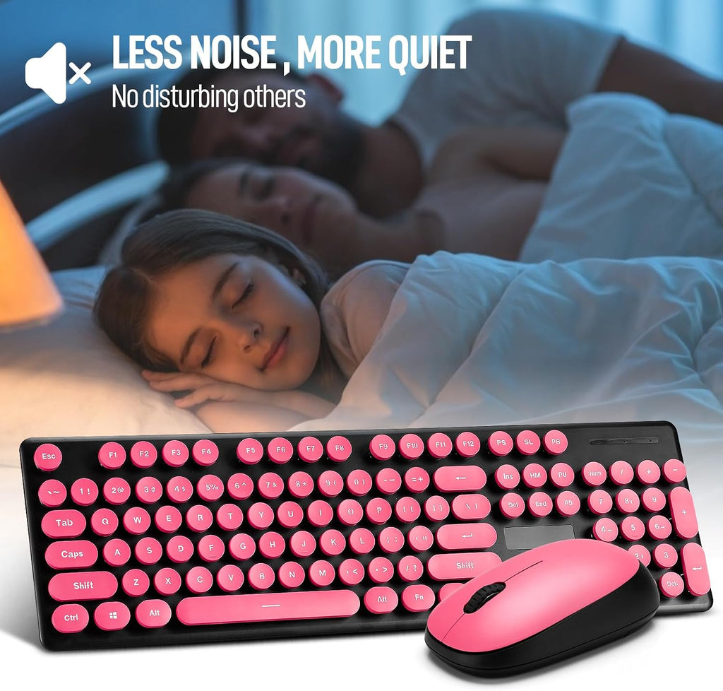Wireless Keyboard and Mouse Combo, Full Size Compact Quiet Wireless Keyboard and Mouse Set 2.4G Ultra-Thin Sleek