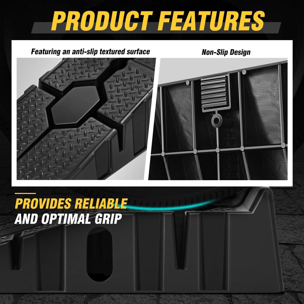 7" Car Lift Ramp, 9" Working Width, 2-Pack Vehicle Parking Ramp Stand - 2.5 T G.V.M Capacity for One Pair