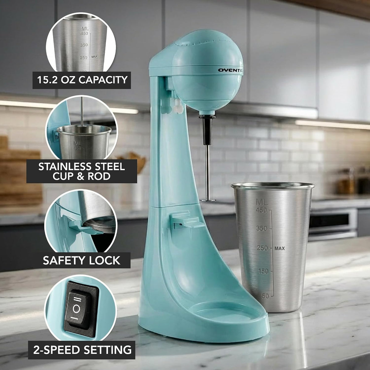 Retro Milkshake Maker and Electric Drink Mixer, Blue MS2070BL