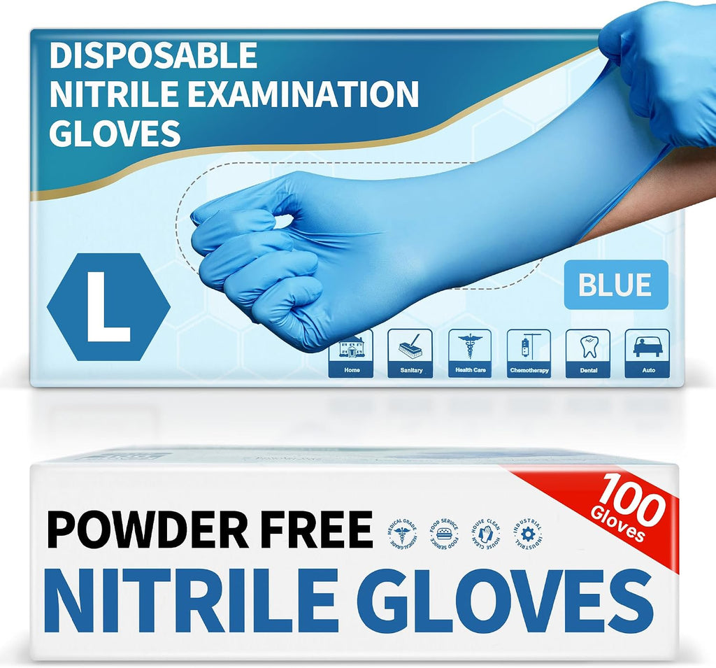Medical Blue Nitrile Disposable Exam Gloves 4Mil Latex & Powder-Free | Flex • Powder-Free & Latex-Free • Medical •