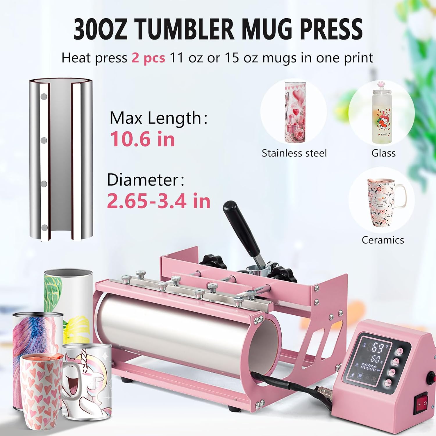 Heat Press 15x15 inch, Heat Press Machine for T-Shirts, 5 in 1 Heat Press Machine with 30 OZ Tumbler Press, Combo