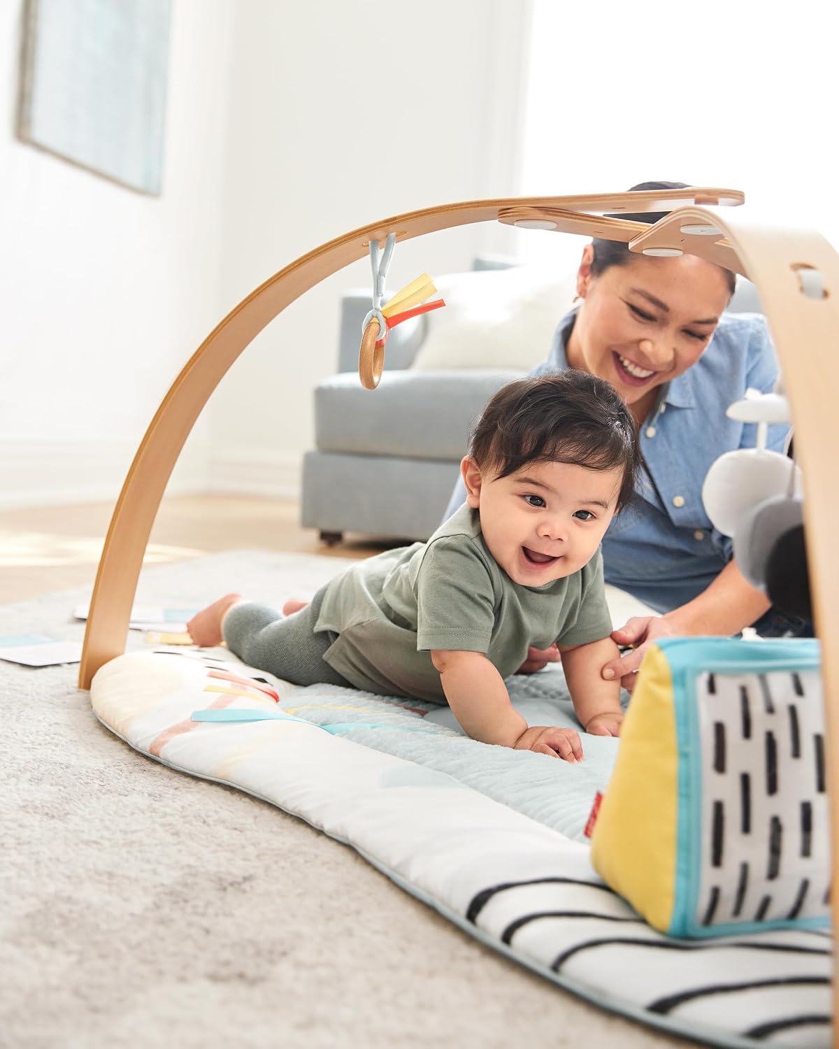 Skip Hop Baby Play Gym Montessori-Inspired 3-in-1 Sensory Tummy Time Activity Mat with 25+ Developmental Activities 4