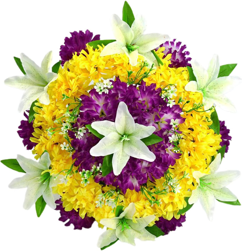 19.7In Artificial Cemetery Wreath, Artificial Funeral Wreath Silk Chrysanthemum Lilies Funeral Grave Wreaths, Spring