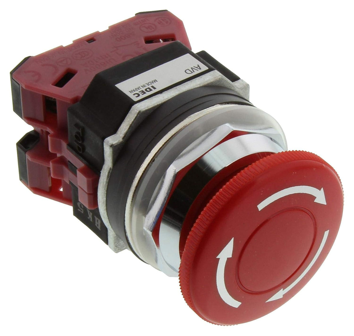 IDEC AVD302NUR 2NC, Push Button, Push Turn, 30 MM, RED, Emergency Stop