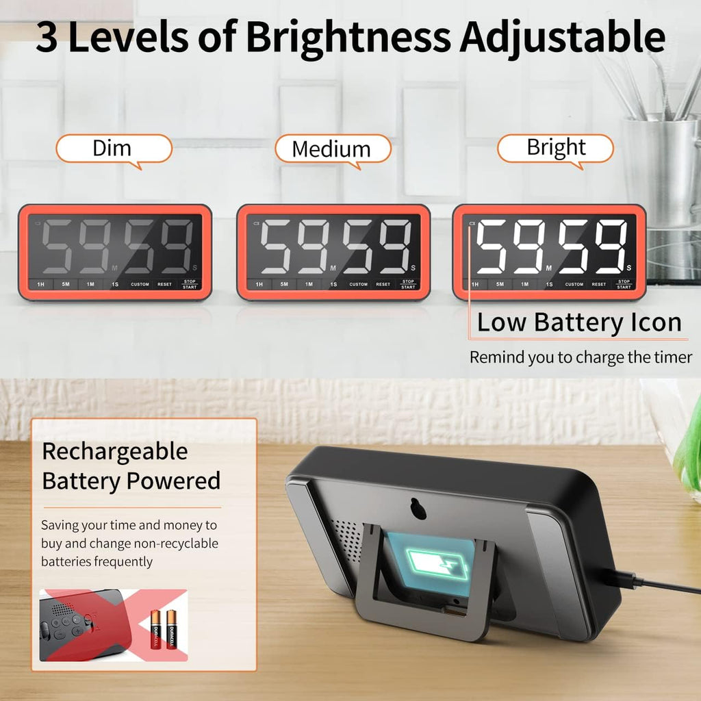 Large 7.8" Digital Timer, Magnetic LED Timer for Kitchen & Classroom