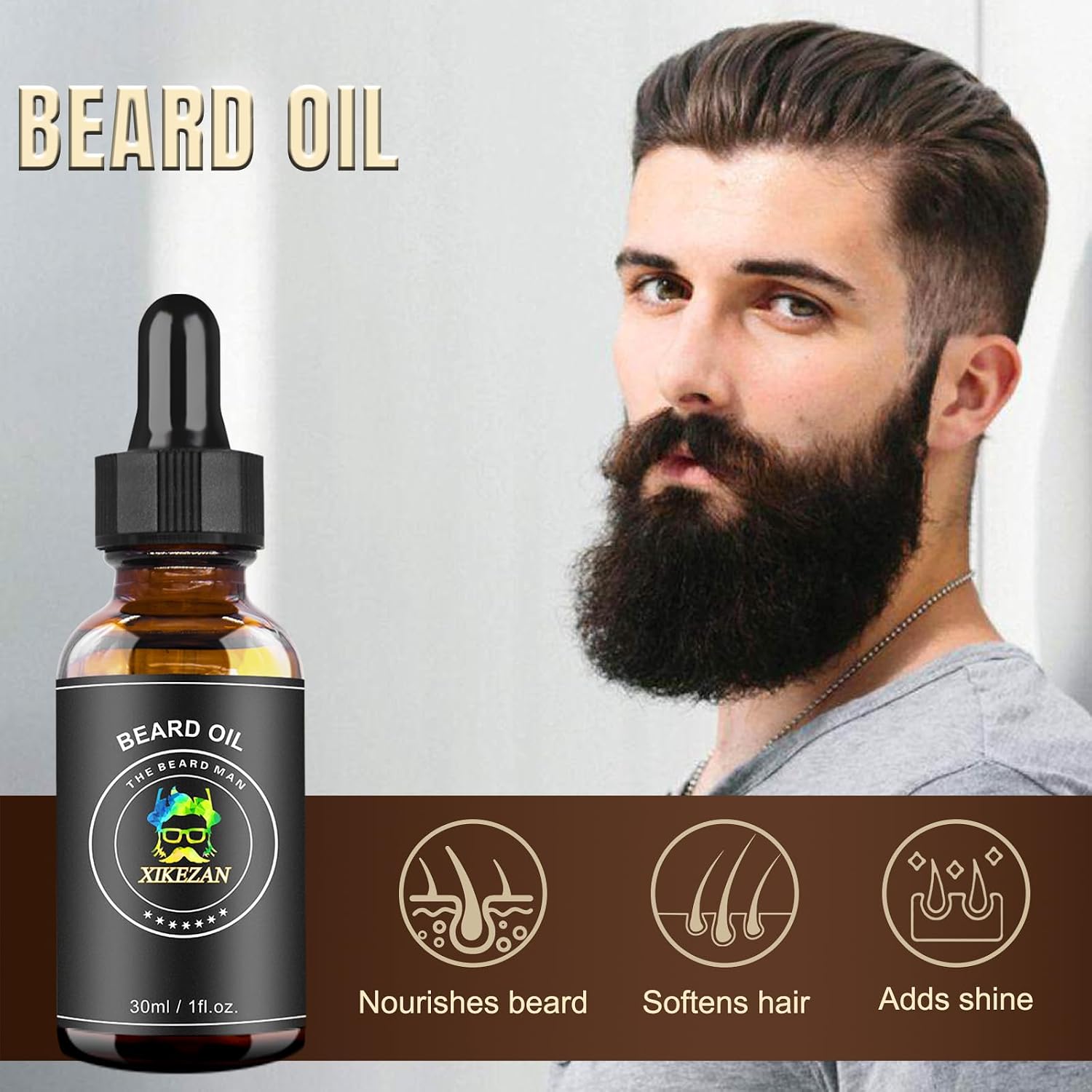Beard Kit for Men Grooming & Care Set w/2 Pack Beard Serum, Wash, Oil, Balm, Comb, Brush, Scissor, Bag, EBook, Unique