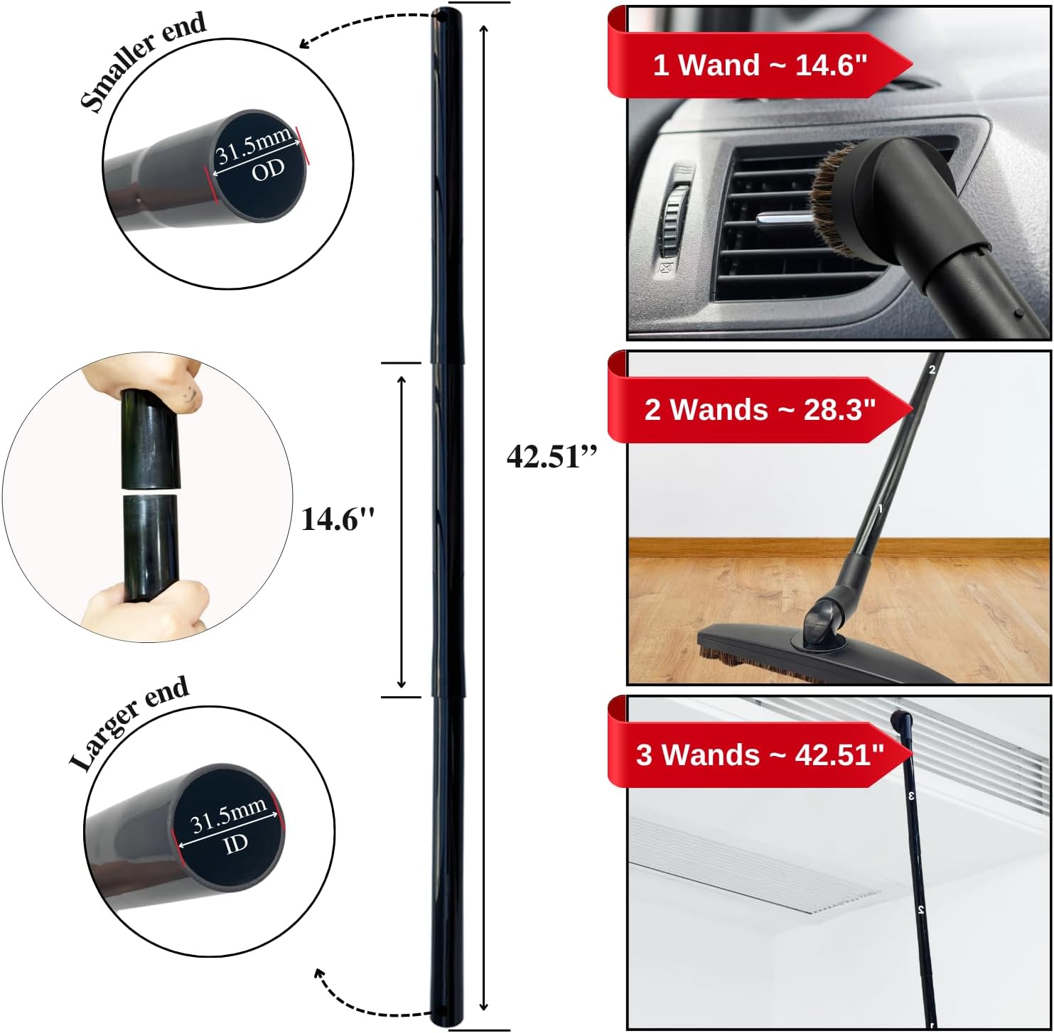 Universal Vacuum Attachments Hardfloor Brush and Replacement Accessories for Vacuum Cleaners - Horsehair Hardwood