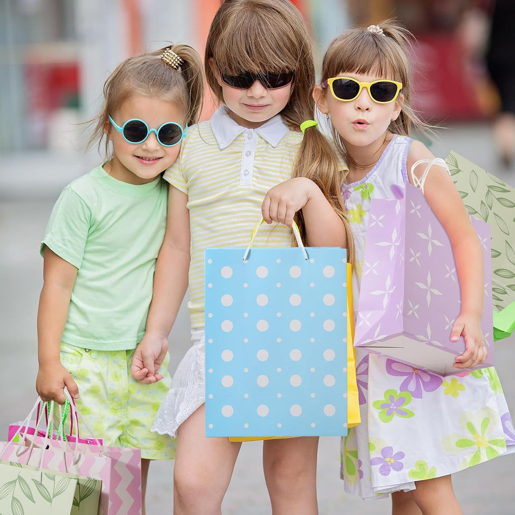 80 Pcs Gift Bags Assorted Size and Designs,4 Sizes
