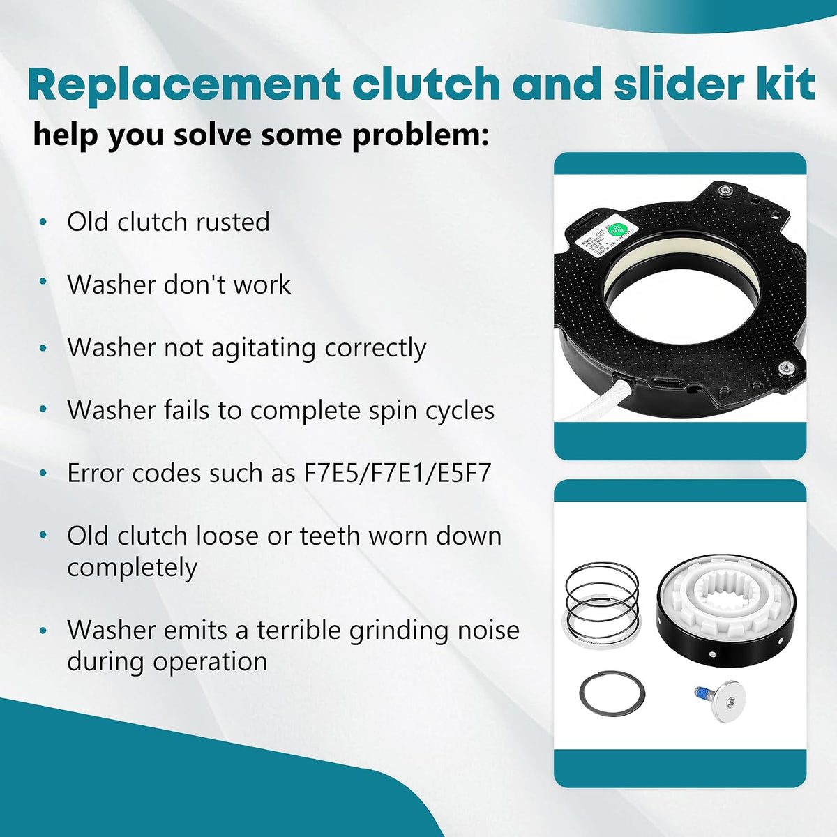 W10754448 W10734521 Washer Clutch and Slider Kit Fit for Ken-more Whirl-pool Washer Parts, Replace W10447973, W10817398, W10905022, W10006484, W10006494, W10275082, W10447975, W10905025 by Fetechmate