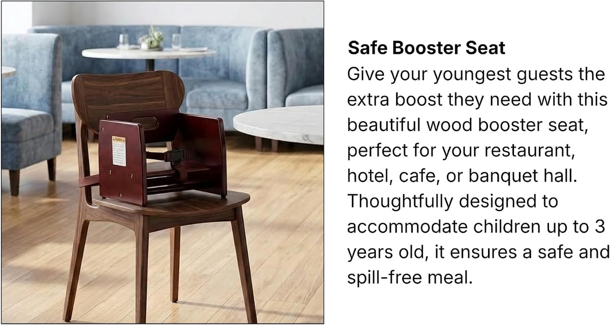 Mahogany Wooden Raised Restaurant Chair for Smaller Guests