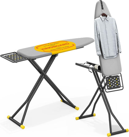 2-in-1 Stander & Steam Foldable Ironing Board with Iron Rest | 13 x 43 inchs, Height Adjustable, Alloy Structure