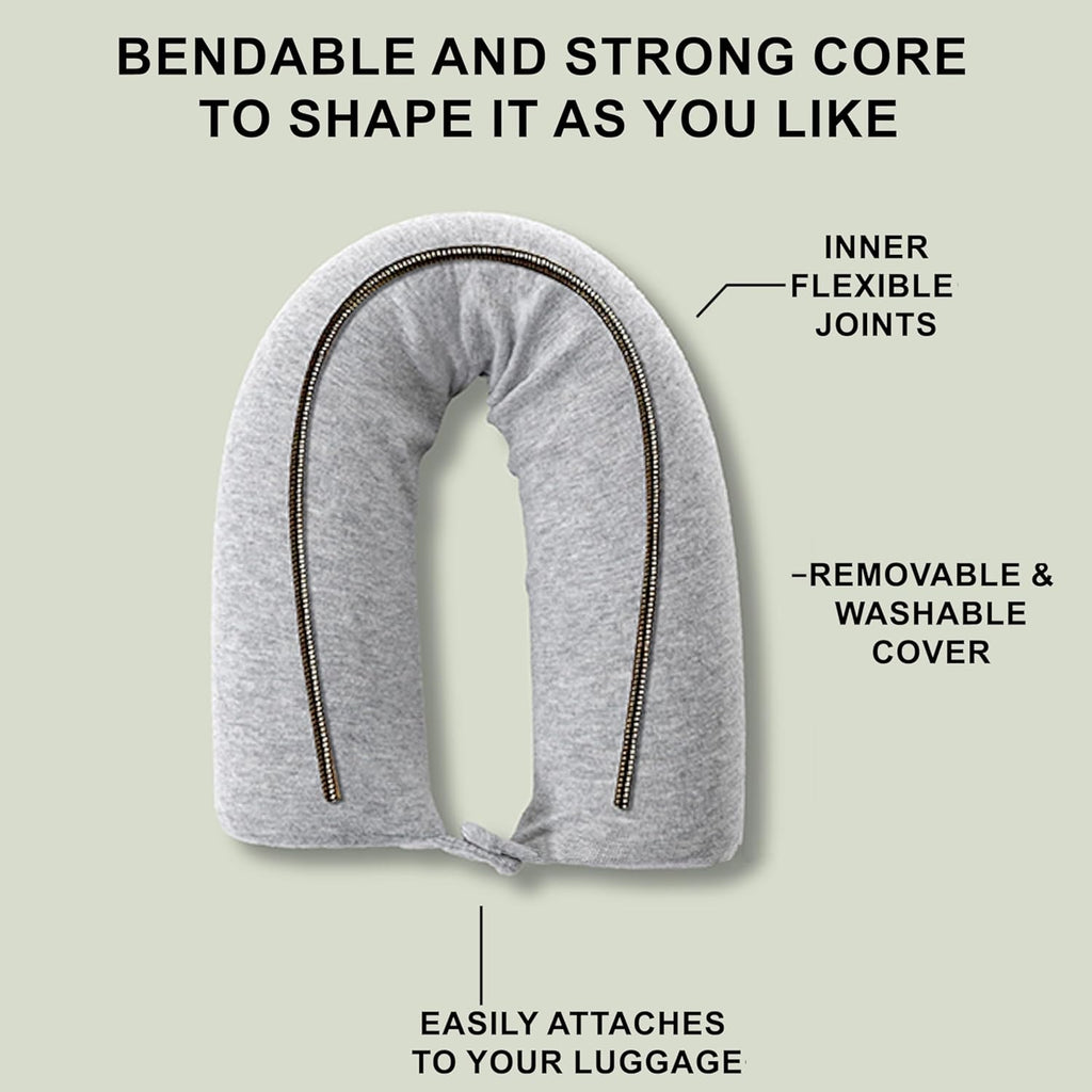 Twist Memory Foam Travel Pillow, Bendable Neck Pillow for Airplane, Car and Home, 26-Inch Adjustable Roll with