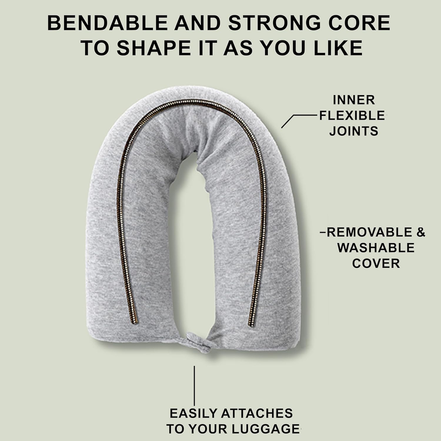 Twist Memory Foam Travel Pillow, Bendable Neck Pillow for Airplane, Car and Home, 26-Inch Adjustable Roll with