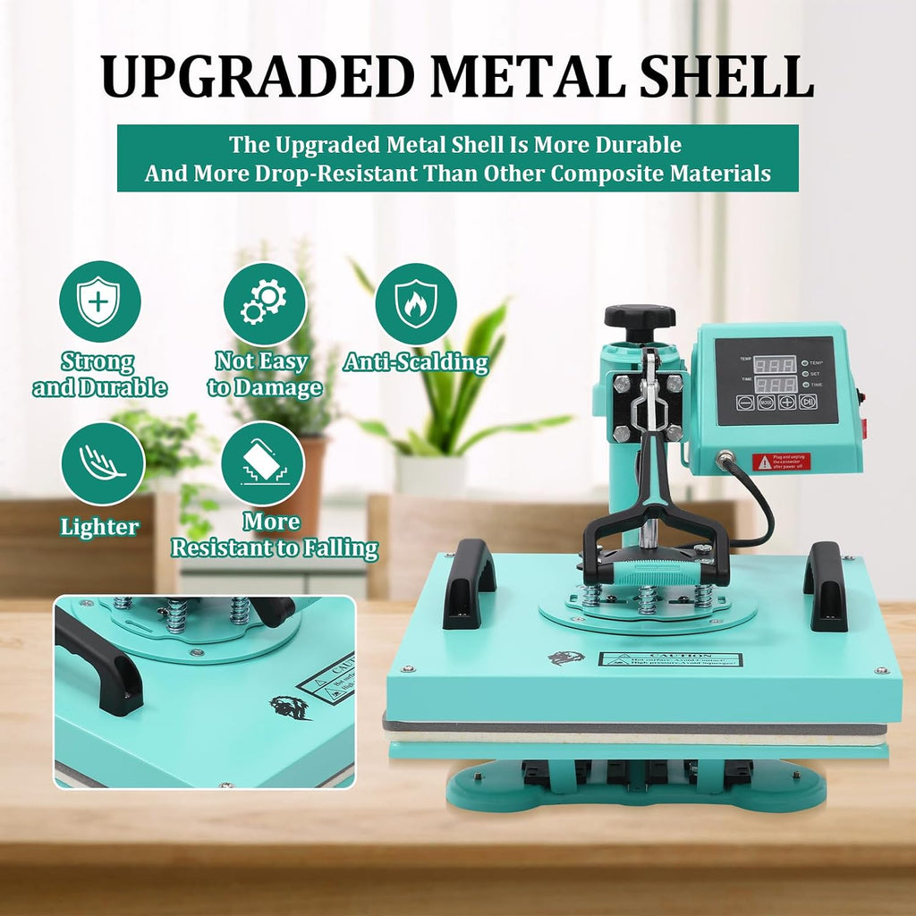 15x15 Inch Heat Press Machine, Digital Sublimation Printer Machine, 360° Rotation Swing Away 8 in 1 Combo Tumbler