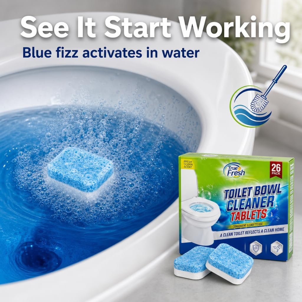 Toilet Bowl Cleaner Tablets, 26 Pack, Septic Safe, Ocean Scent
