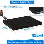 Black High Density Foam Insert Board 16'' x 12'' x 1.5'' for Case, 4pcs