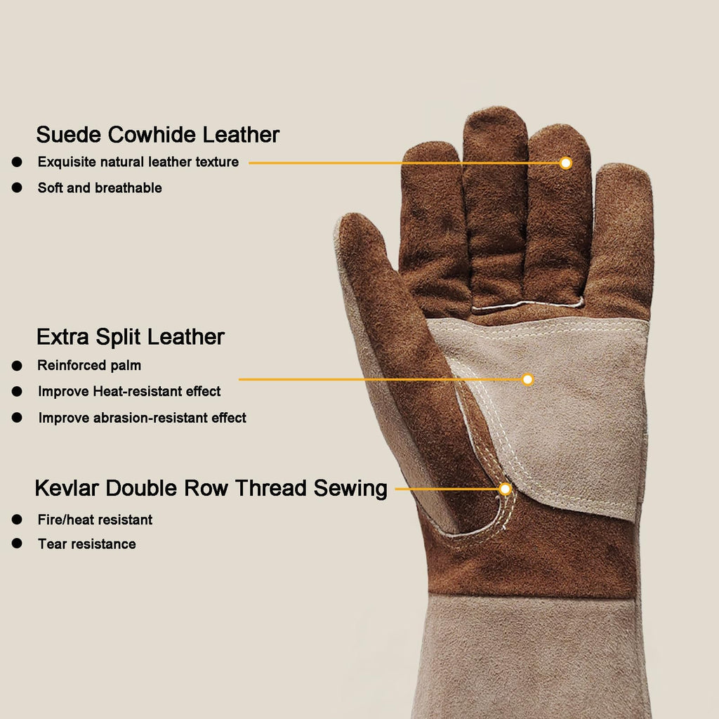 Welding Gloves -Long Sleeve Fireproof and Heat Resistant 15IN L