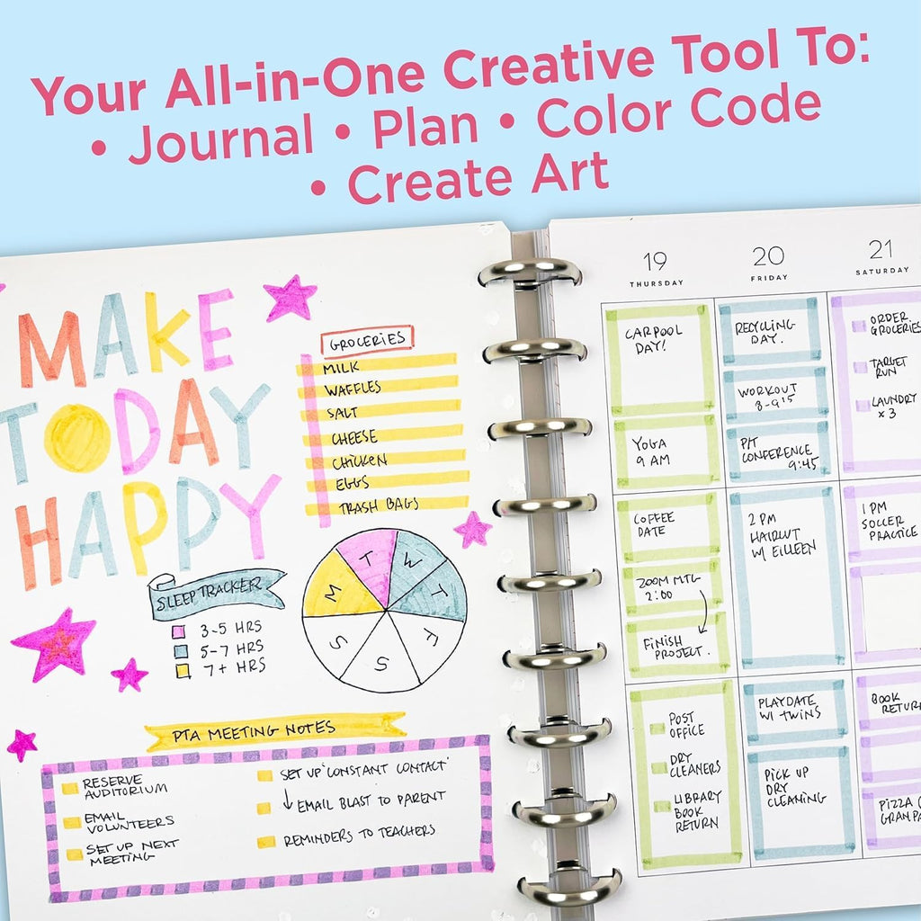 Creative Notetaking Set 12-Pack, Includes 6 Highlighters, 5 CLiCKART Retractable Marker Pens, and 1 Sarasa